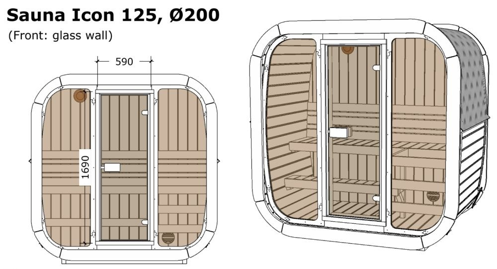 Icon 125 outer sauna for 2-3 people