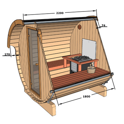 Garden sauna barrel 220 4-person