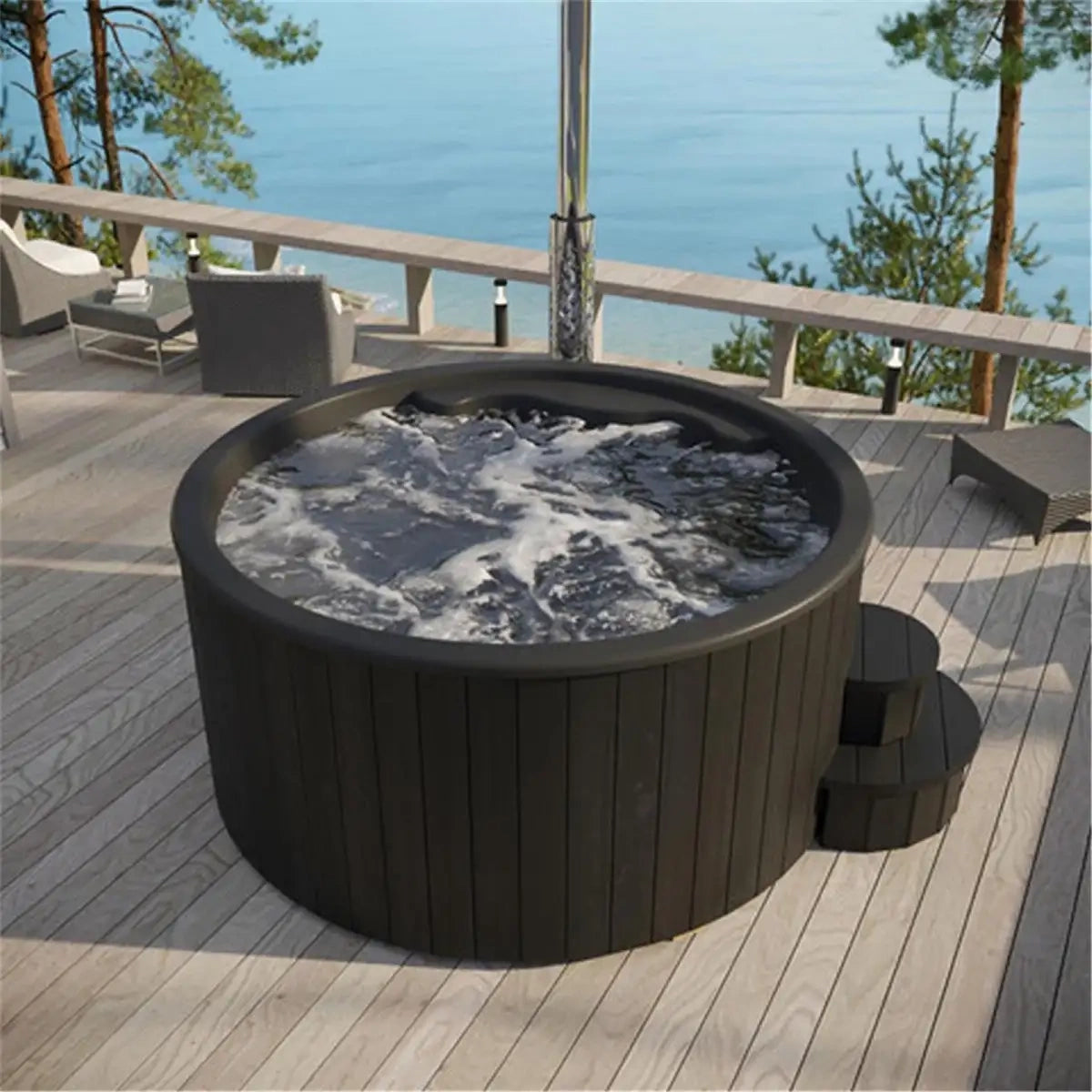 Zestaw SPA | Sauna ogrodowa fińska ULLA130 sucha | Balia DeLux200 opalana drewnem | Thermowood