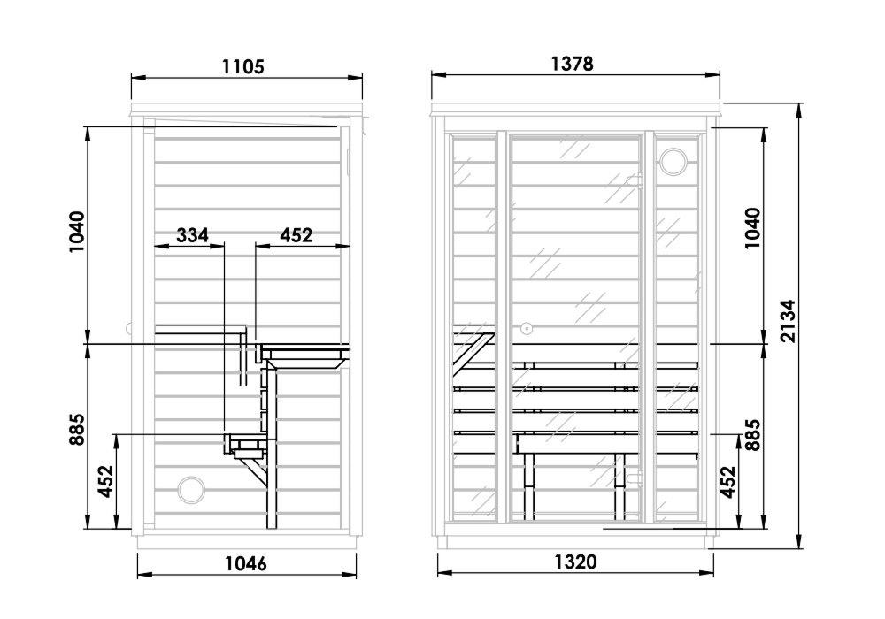 Sauna Domowa Bali S – Przestronna sauna wewnętrzna dla 2 osób z piecem elektrycznym, idealna do relaksu w zaciszu własnego domu.