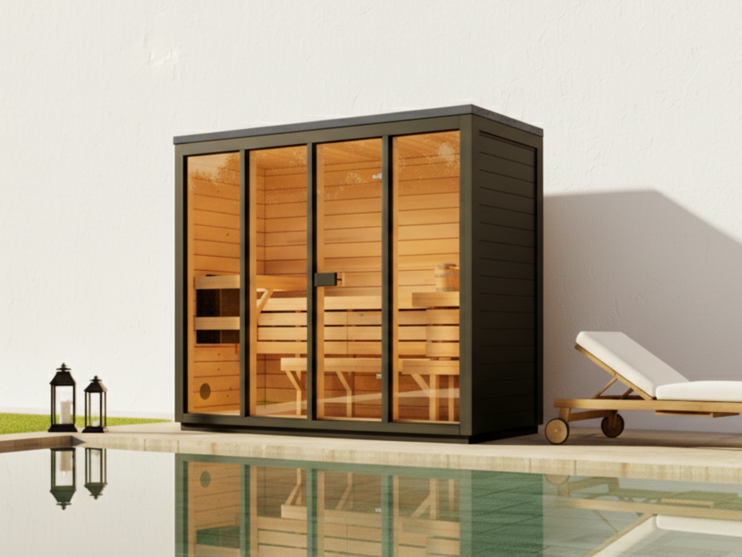 Sauna Ogrodowa Bali L Limitowana Czarna Wersja Thermowood – Przestronna Sauna Zewnętrzna na 4 Osoby z Piecem Elektrycznym, Idealna do Relaksu w Ogrodzie