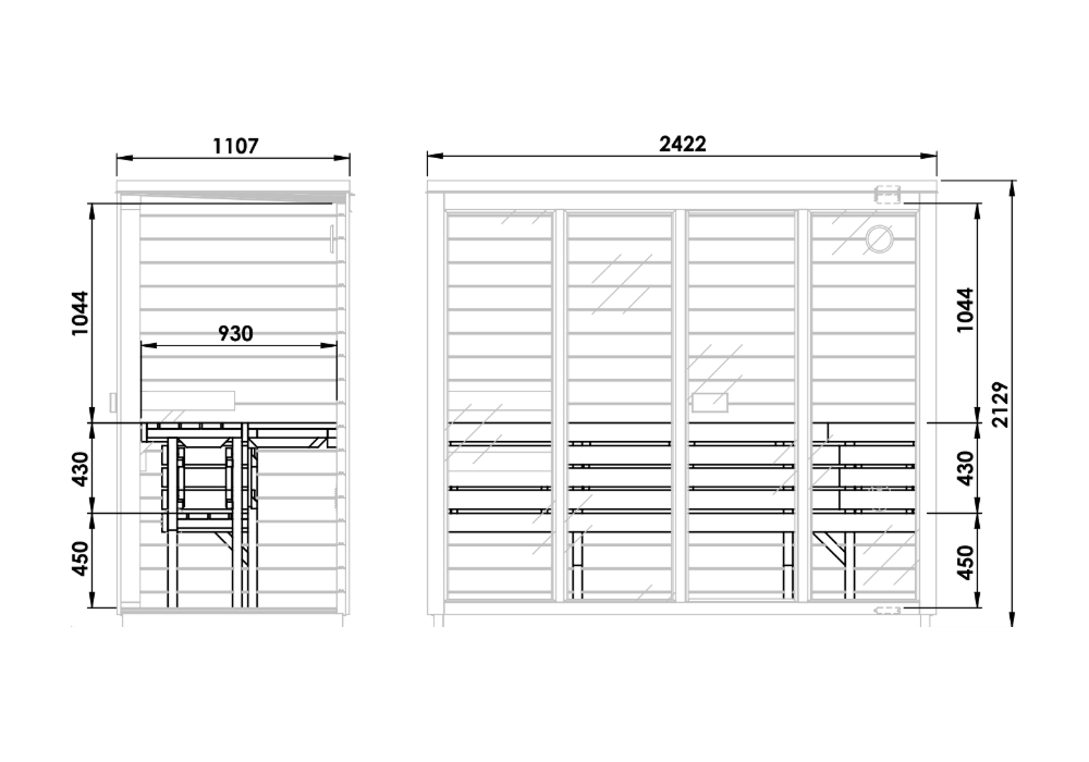Sauna Ogrodowa Bali L Limitowana Czarna Wersja Ze szkłem lustrzanym Thermowood – Przestronna Sauna Zewnętrzna na 4 Osoby z Piecem Elektrycznym, Idealna do Relaksu w Ogrodzie