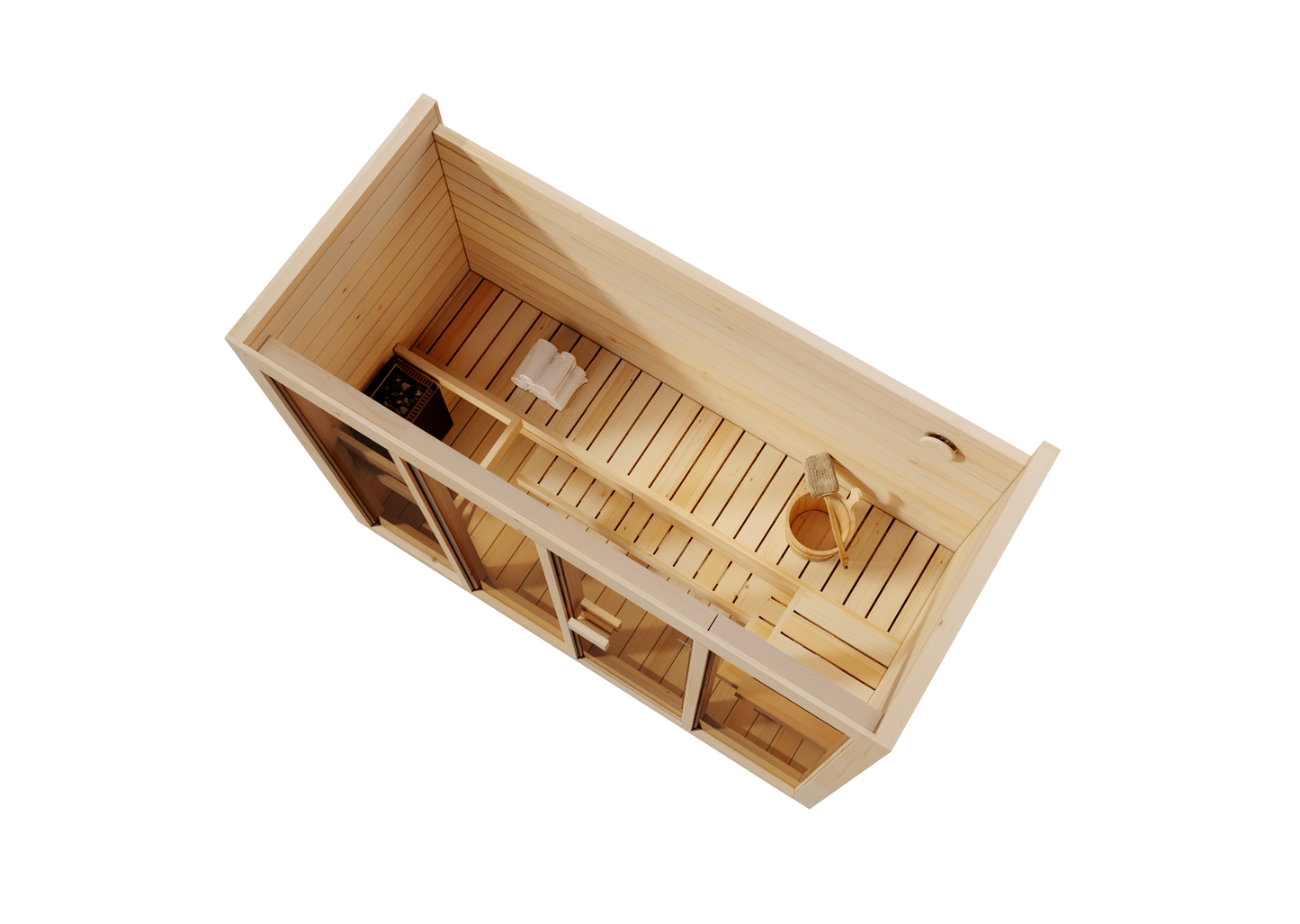 Sauna Ogrodowa Bali L Limitowana Czarna Wersja Ze szkłem lustrzanym Thermowood – Przestronna Sauna Zewnętrzna na 4 Osoby z Piecem Elektrycznym, Idealna do Relaksu w Ogrodzie