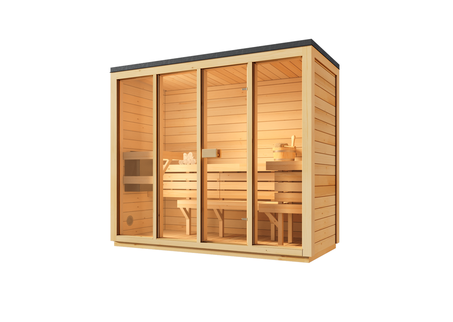 Sauna Ogrodowa Bali L – Przestronna Sauna Zewnętrzna na 4 Osoby z Piecem Elektrycznym, Idealna do Relaksu w Ogrodzie