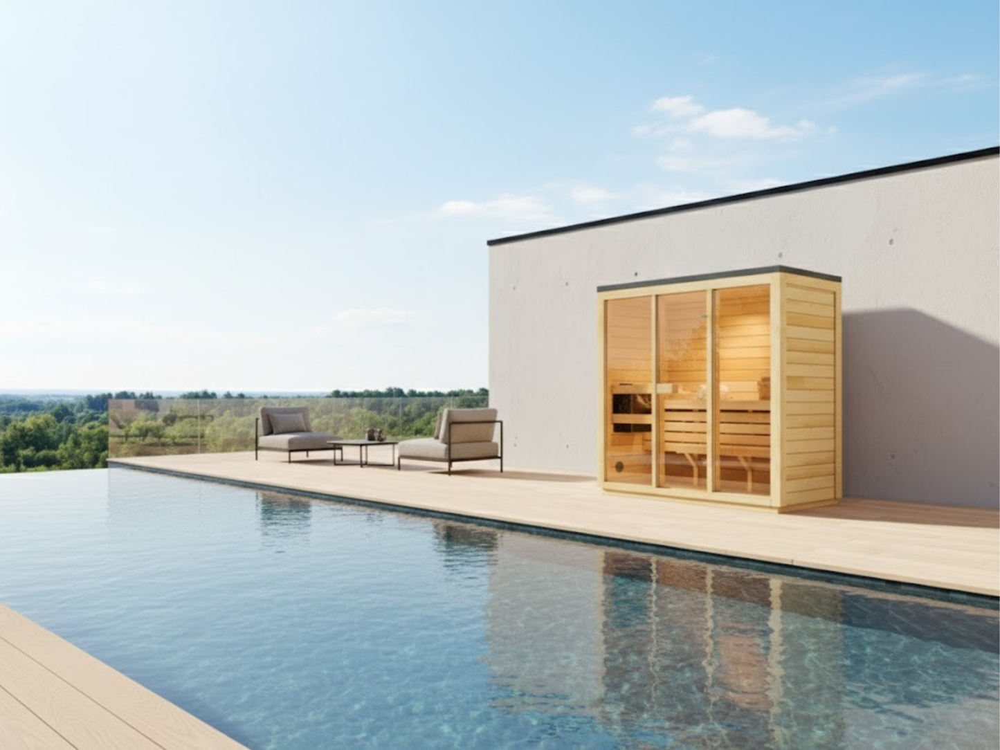 Sauna Ogrodowa Bali M – Przestronna Sauna Zewnętrzna na 3 Osoby z Piecem Elektrycznym, Idealna do Relaksu w Ogrodzie