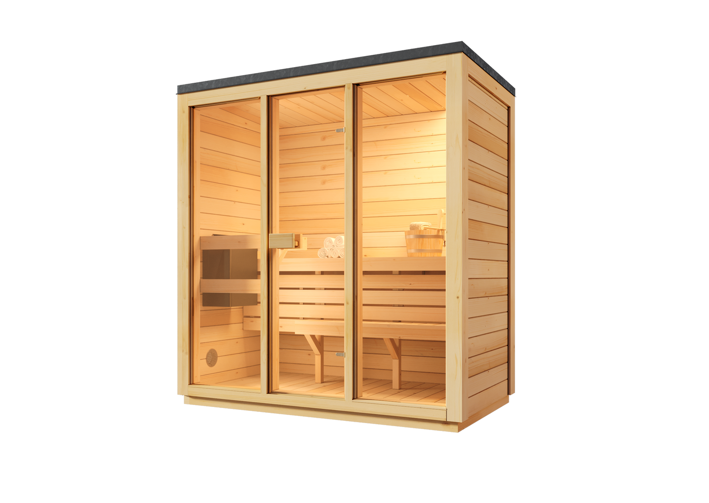 Sauna Ogrodowa Bali M – Przestronna Sauna Zewnętrzna na 3 Osoby z Piecem Elektrycznym, Idealna do Relaksu w Ogrodzie