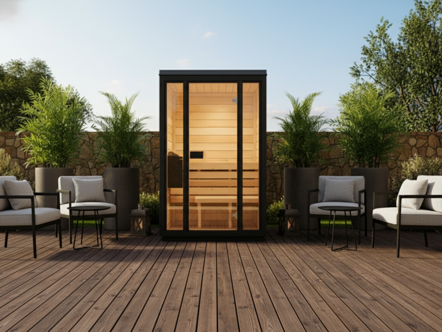 Sauna Ogrodowa Bali S Limitowana Czarna Wersja Thermowood – Przestronna Sauna Zewnętrzna na 2 Osoby z Piecem Elektrycznym, Idealna do Relaksu w Ogrodzie