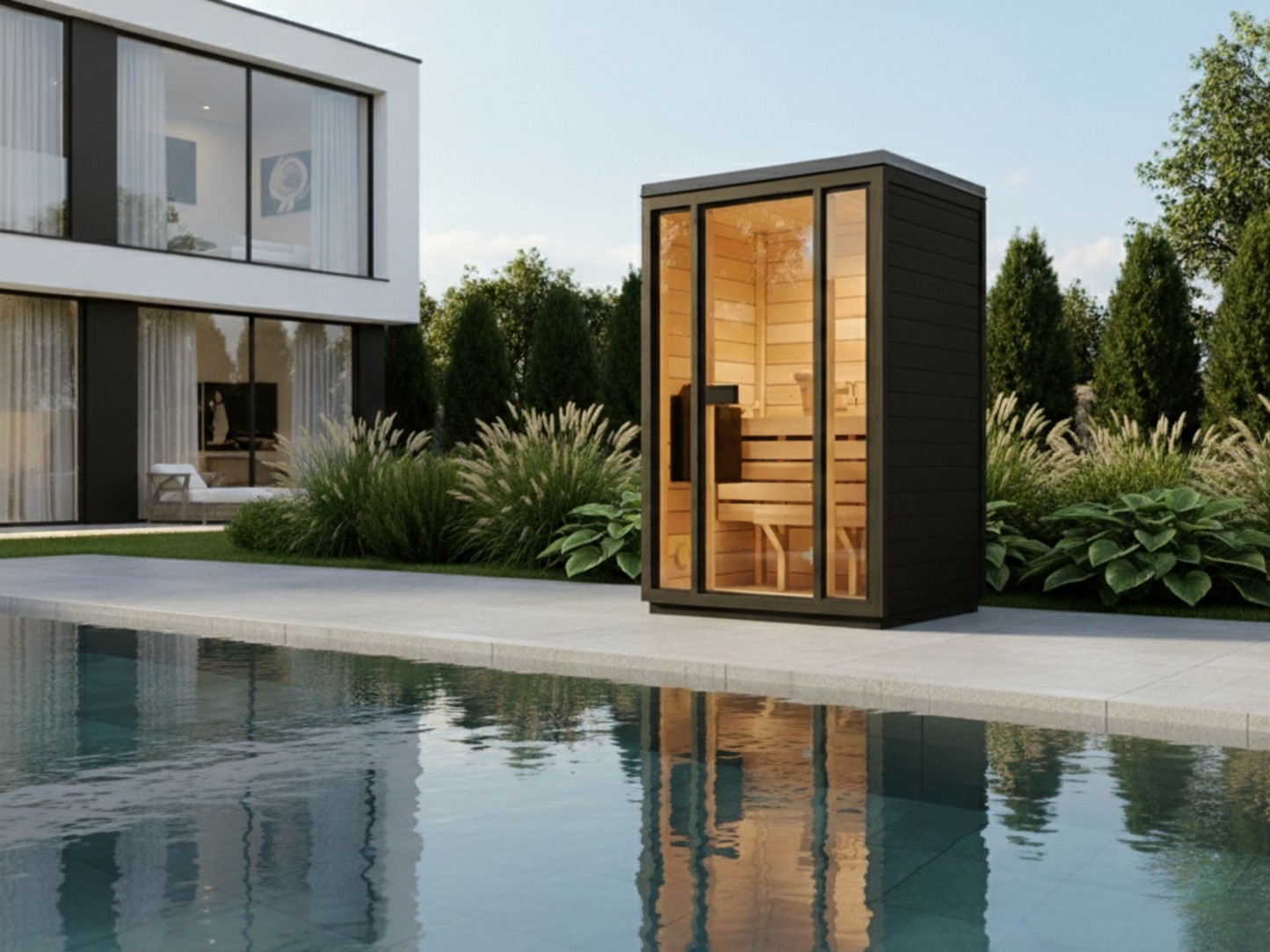 Sauna Ogrodowa Bali S Limitowana Czarna Wersja Thermowood – Przestronna Sauna Zewnętrzna na 2 Osoby z Piecem Elektrycznym, Idealna do Relaksu w Ogrodzie