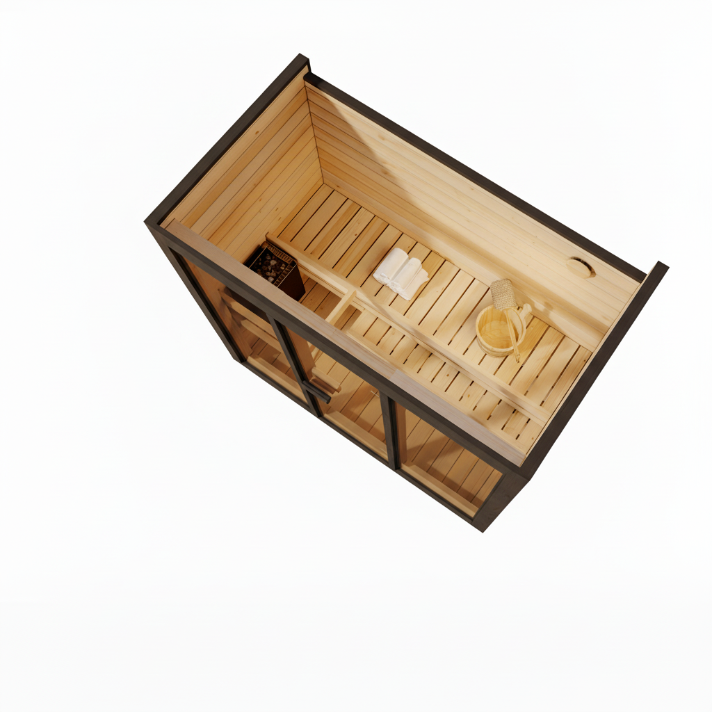 Sauna Ogrodowa Bali S Limitowana Czarna Wersja Ze szkłem lustrzanym Thermowood – Przestronna Sauna Zewnętrzna na 2 Osoby z Piecem Elektrycznym, Idealna do Relaksu w Ogrodzie