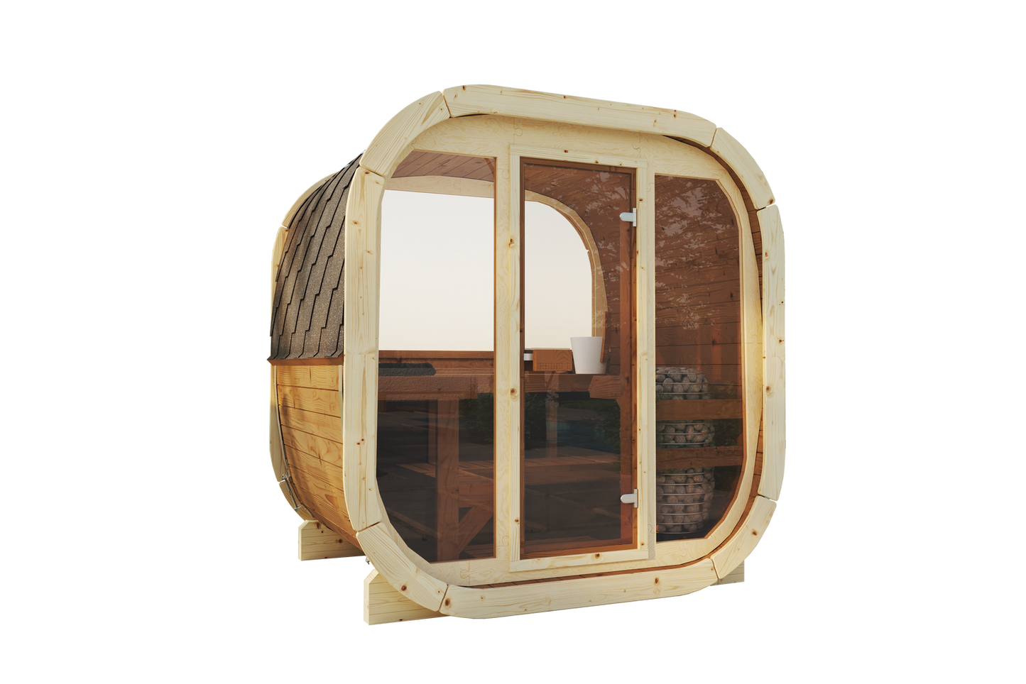 Sauna zewnętrzna Eke 130 dla 3-4 osób / Tylko ogrzewanie elektryczne / Wysokiej Jakości Świerk Nordycki | Wellness |Nordycki Styl | Drewno Termiczne