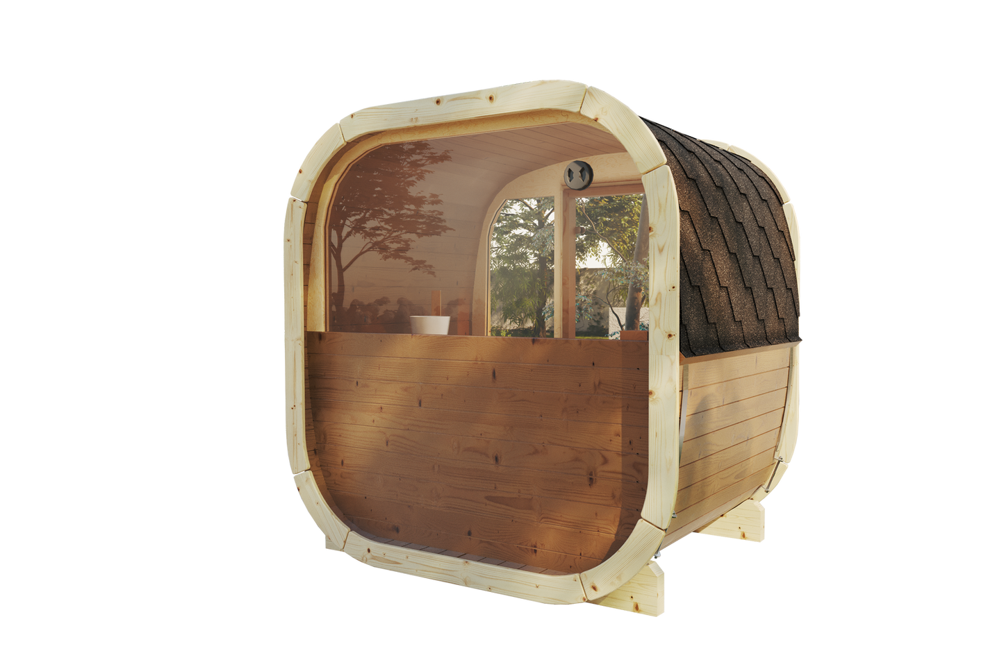 Sauna zewnętrzna Eke 130 dla 3-4 osób / Tylko ogrzewanie elektryczne / Wysokiej Jakości Świerk Nordycki | Wellness |Nordycki Styl | Drewno Termiczne