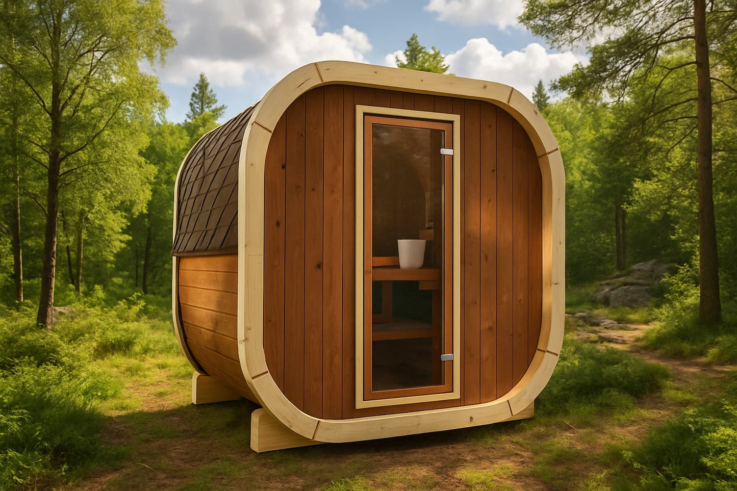 Sauna zewnętrzna Eke 130 dla 3-4 osób / Tylko ogrzewanie elektryczne / Wysokiej Jakości Świerk Nordycki | Wellness |Nordycki Styl | Drewno Termiczne