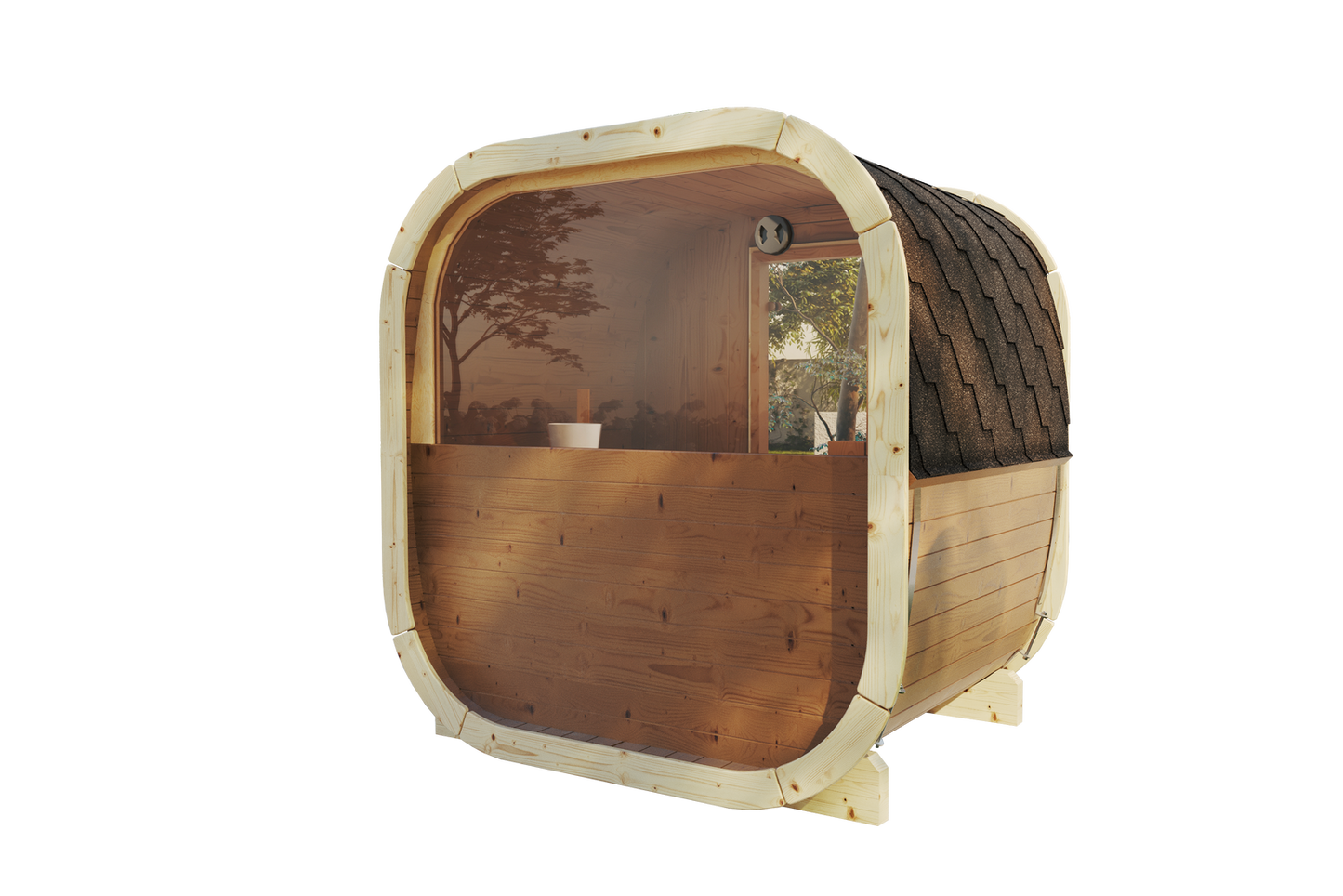 Sauna zewnętrzna Eke 160 dla 3-4 osób / Tylko ogrzewanie elektryczne / Wysokiej Jakości Świerk Nordycki ( Sosnowe Drewno Termiczne) | Wellness | Relax | SPA | Nordycki Styl