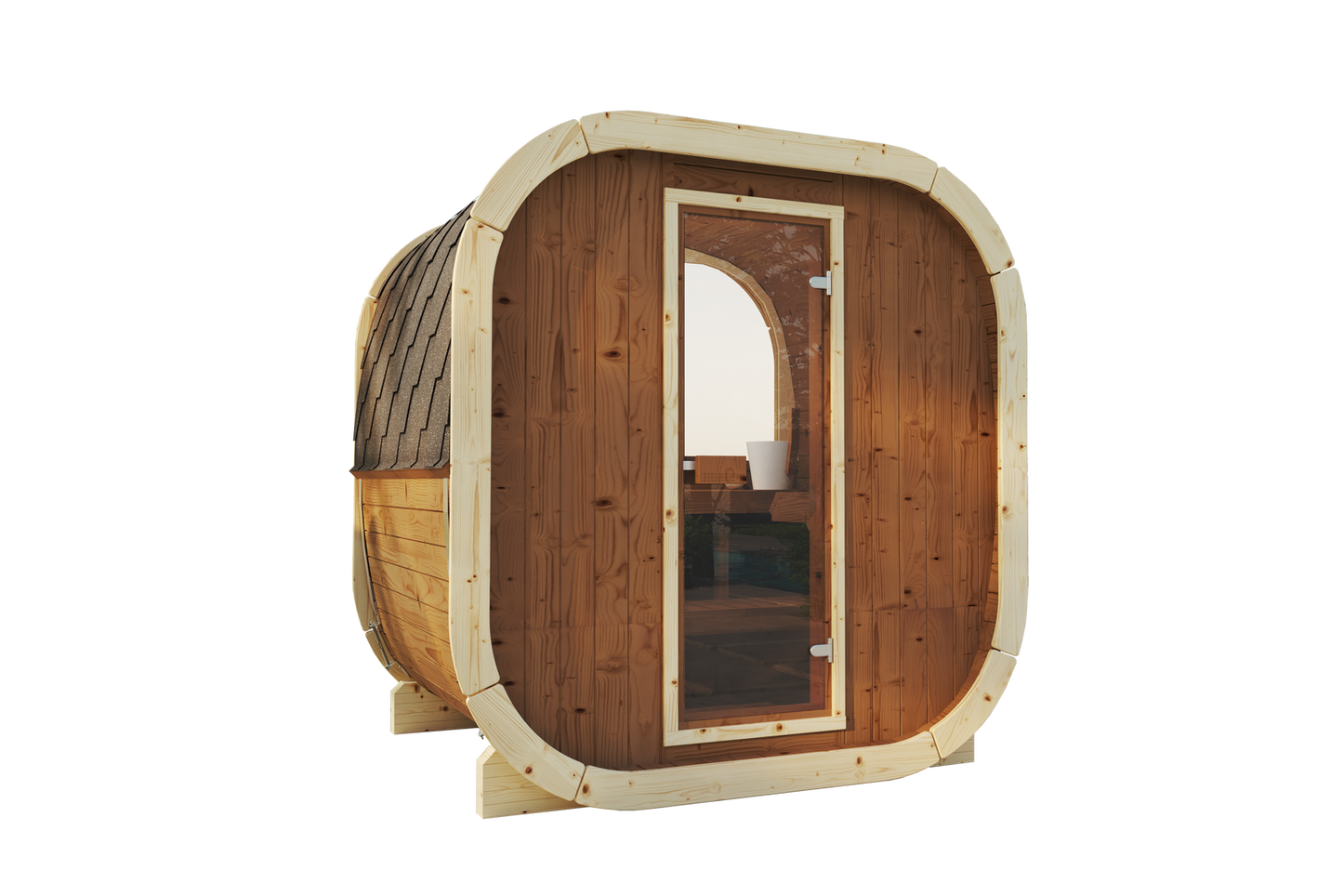 Sauna zewnętrzna Eke 160 dla 3-4 osób / Tylko ogrzewanie elektryczne / Wysokiej Jakości Świerk Nordycki ( Sosnowe Drewno Termiczne) | Wellness | Relax | SPA | Nordycki Styl