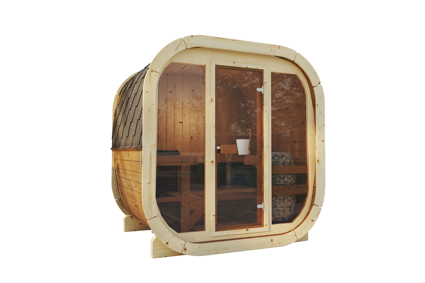 Sauna zewnętrzna Eke 160 dla 3-4 osób / Tylko ogrzewanie elektryczne / Wysokiej Jakości Świerk Nordycki ( Sosnowe Drewno Termiczne) | Wellness | Relax | SPA | Nordycki Styl