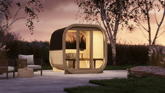 Sauna zewnętrzna Eke 220 dla 4-6 osób / Piec elektryczny lub Opalany Drewnem Harvia / Wysokiej Jakości Świerk Nordycki ( Sosnowe Drewno Termiczne) | Wellness | Relaks | SPA | Nordycki Styl |