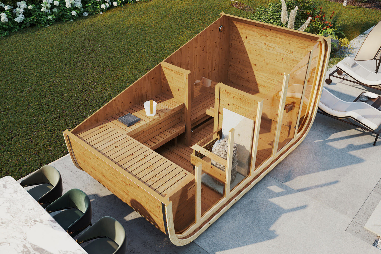 Sauna zewnętrzna Klaar dla 4-6 osób / Tylko ogrzewanie elektryczne / Wysokiej Jakości Świerk Nordycki ( Sosnowe Drewno Termiczne) | Wellness | Relaks | SPA | Nordycki Styl