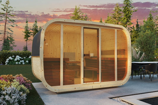 Sauna zewnętrzna Klaar dla 4-6 osób / Tylko ogrzewanie elektryczne / Wysokiej Jakości Świerk Nordycki ( Sosnowe Drewno Termiczne) | Wellness | Relaks | SPA | Nordycki Styl