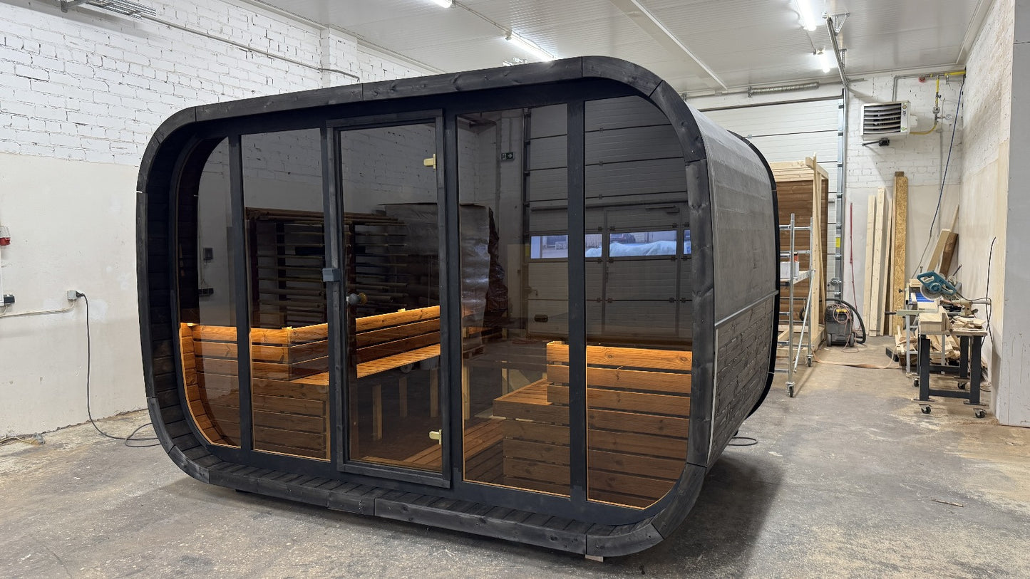 Sauna zewnętrzna Klaar dla 4-6 osób / Tylko ogrzewanie elektryczne / Wysokiej Jakości Świerk Nordycki ( Sosnowe Drewno Termiczne) | Wellness | Relaks | SPA | Nordycki Styl