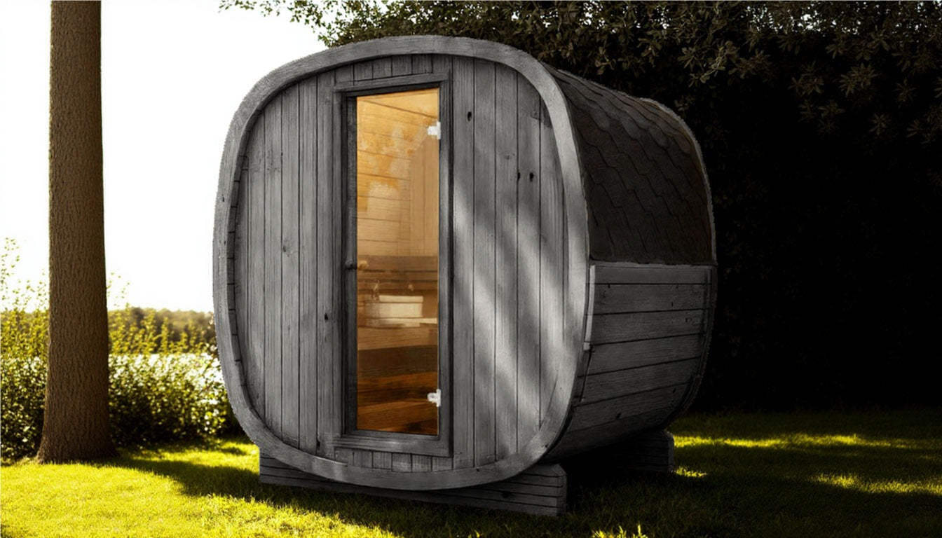 Sauna zewnętrzna Limitowana Czarna Wersja Uku 130 dla 3-4 osób / Tylko ogrzewanie elektryczne / Wysokiej Jakości Świerk Nordycki ( Sosnowe Drewno Termiczne) | Wellness | Relaks | SPA |