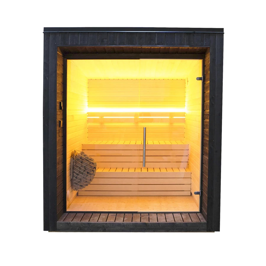 Sauna zewnętrzna/ Elegancka Sauna „LUMI“ CUBE | Całoroczna | Termiczna | Spa | Relax | Wellness