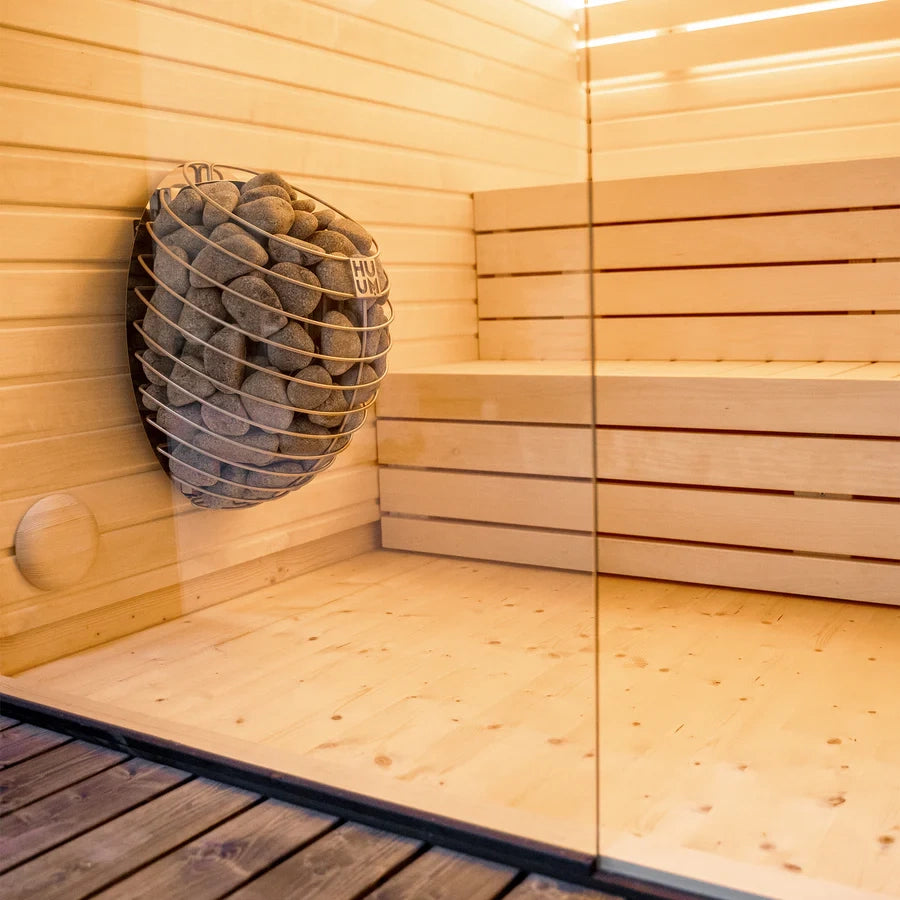 Sauna zewnętrzna/ Elegancka Sauna „LUMI“ CUBE | Całoroczna | Termiczna | Spa | Relax | Wellness