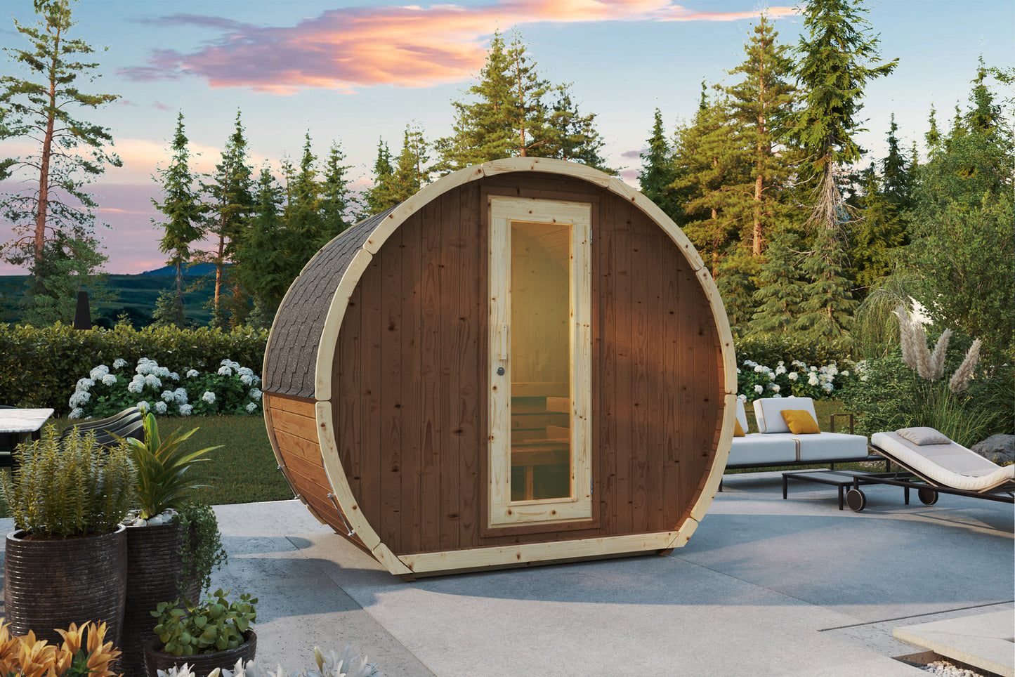 Sauna zewnętrzna Susi 160 dla 2-3 osób / Tylko ogrzewanie elektryczne / Wysokiej Jakości Świerk Nordycki ( Sosnowe Drewno Termiczne) | Wellness | Relaks | SPA |