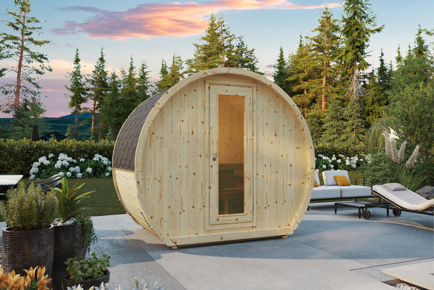 Sauna zewnętrzna Susi 160 dla 2-3 osób / Tylko ogrzewanie elektryczne / Wysokiej Jakości Świerk Nordycki ( Sosnowe Drewno Termiczne) | Wellness | Relaks | SPA |