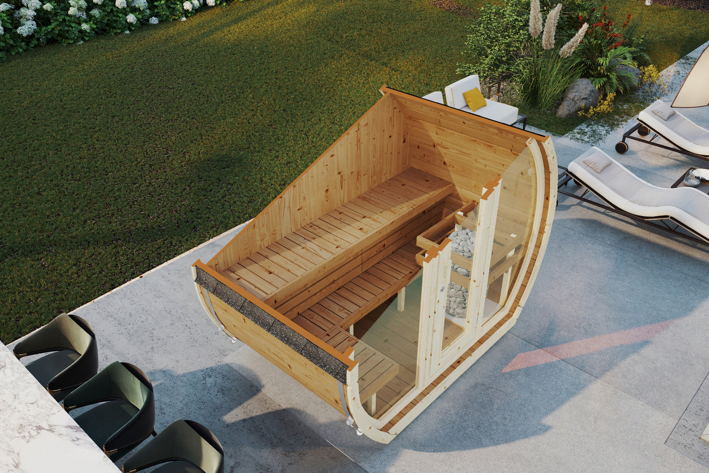 Sauna zewnętrzna Susi 160 dla 2-3 osób / Tylko ogrzewanie elektryczne / Wysokiej Jakości Świerk Nordycki ( Sosnowe Drewno Termiczne) | Wellness | Relaks | SPA |