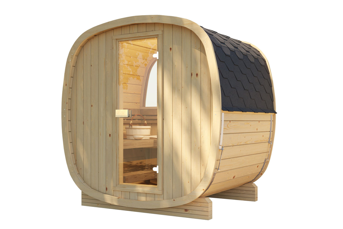 Sauna zewnętrzna Uku 160 dla 3-4 osób / Tylko ogrzewanie elektryczne / Wysokiej Jakości Świerk Nordycki ( Sosnowe Drewno Termiczne) | Wellness | Relaks | SPA |