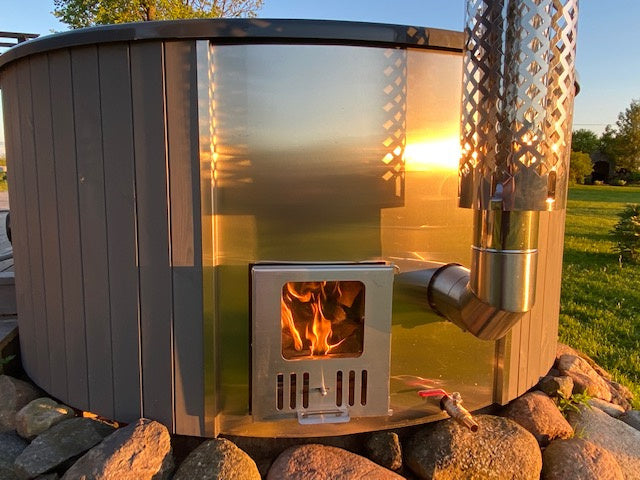 Zestaw Sauna & Balia | Sauna zewnętrzna ICON 125 | Sucha | Fińska | Balia ogrodowa Hot Tub LUX 220 | Piec elektryczny | Piec opalany drewnem | Thermwood