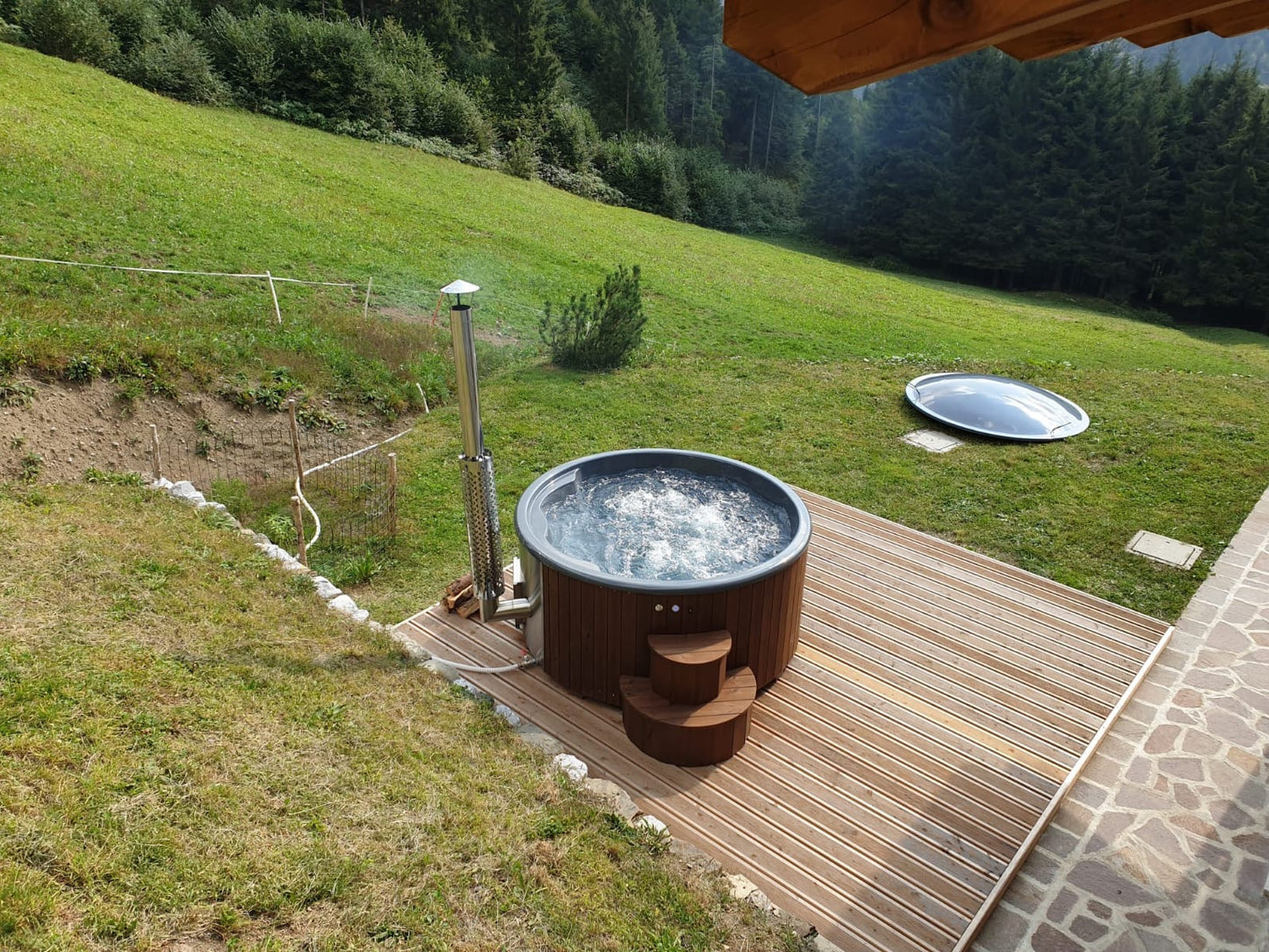 Zestaw Sauna & Balia | Sauna zewnętrzna ICON 125 | Sucha | Fińska | Balia ogrodowa Hot Tub LUX 220 | Piec elektryczny | Piec opalany drewnem | Thermwood