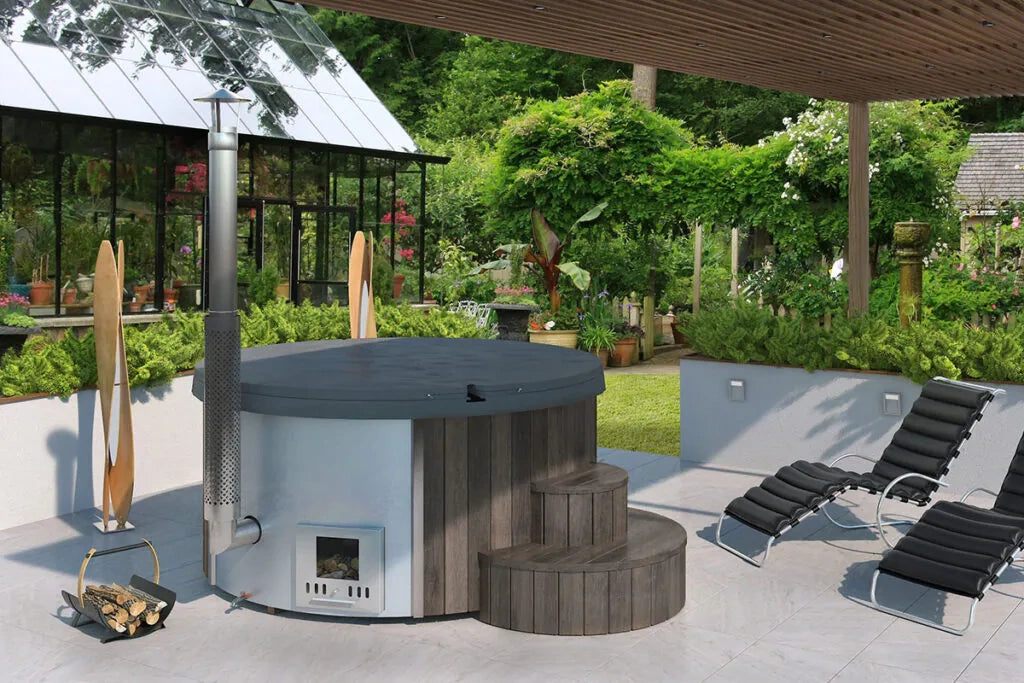 Zestaw Sauna & Balia | Sauna zewnętrzna ICON 125 | Sucha | Fińska | Balia ogrodowa Hot Tub LUX 220 | Piec elektryczny | Piec opalany drewnem | Thermwood