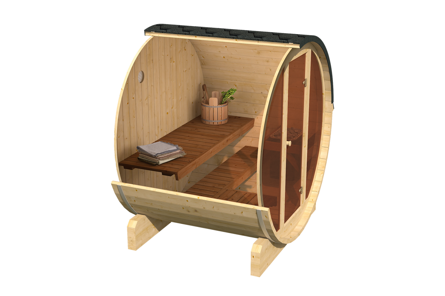 Zestaw Sauna & Balia zewnętrzna | Sauna ogrodowa fińska EDA 160 | Sucha | Beczkowa | Balia LUX HOT TUB 200 | Thermwood