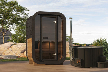 Zestaw SPA | Sauna ogrodowa fińska ULLA130 sucha | Balia DeLux200 opalana drewnem | Thermowood